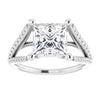 Cubic Zirconia Engagement Ring- The Addison (Customizable Cathedral-raised Princess/Square Cut Center with Exquisite Accented Split-band)