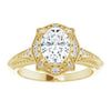 Cubic Zirconia Engagement Ring- The Ashton (Customizable Vintage Oval Cut Design with Beaded Milgrain and Starburst Semi-Halo)