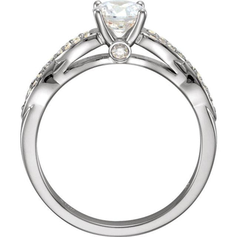 Cubic Zirconia Engagement Ring-*Clearance* The Brenda (1.0 Carat Round-Cut with Infinity-Inspired Pave Band in Sterling Silver)