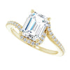 Cubic Zirconia Engagement Ring- The Essence (Customizable Artisan Emerald Cut Design with Thin, Accented Bypass Band)