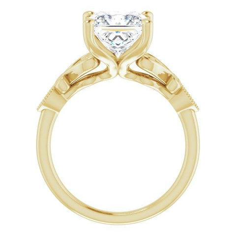Platinum Customizable 7-stone Design with Princess/Square Cut Center Plus Sculptural Band and Filigree