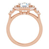 Cubic Zirconia Engagement Ring- The Carina Mixe (Customizable 3x Halo-Enhanced 3-stone Style with Asscher Cut Center and Round Cut Accents)