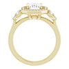 Cubic Zirconia Engagement Ring- The Carina Mixe (Customizable 3x Halo-Enhanced 3-stone Style with Emerald Cut Center and Round Cut Accents)