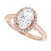 Cubic Zirconia Engagement Ring- The Honesty (Customizable Cathedral-Halo Oval Cut Style featuring Sculptural Trellis)