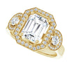 Cubic Zirconia Engagement Ring- The Carina Mixe (Customizable 3x Halo-Enhanced 3-stone Style with Emerald Cut Center and Round Cut Accents)