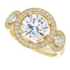 Cubic Zirconia Engagement Ring- The Carina Mixe (Customizable 3x Halo-Enhanced 3-stone Style with Round Cut Center and Round Cut Accents)