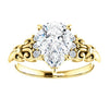 Cubic Zirconia Engagement Ring- The Lark (Customizable 7-stone Pear Cut Design with Vertical Round-Channel Accents)