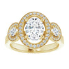 Cubic Zirconia Engagement Ring- The Carina Mixe (Customizable 3x Halo-Enhanced 3-stone Style with Oval Cut Center and Round Cut Accents)