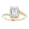 Cubic Zirconia Engagement Ring- The Essence (Customizable Artisan Emerald Cut Design with Thin, Accented Bypass Band)