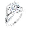10K White Gold Customizable Cathedral-raised Oval Cut Center with Exquisite Accented Split-band