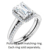 Cubic Zirconia Engagement Ring- The Honesty (Customizable Cathedral-Halo Radiant Cut Style featuring Sculptural Trellis)