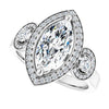 Cubic Zirconia Engagement Ring- The Carina Mixe (Customizable 3x Halo-Enhanced 3-stone Style with Marquise Cut Center and Round Cut Accents)