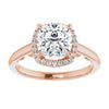 Cubic Zirconia Engagement Ring- The Honesty (Customizable Cathedral-Halo Cushion Cut Style featuring Sculptural Trellis)