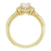 Cubic Zirconia Engagement Ring- The Ashton (Customizable Vintage Oval Cut Design with Beaded Milgrain and Starburst Semi-Halo)