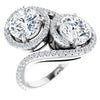 Cubic Zirconia Engagement Ring- The Anushka (Customizable Double Round Cut 2-Stone Style Enhanced with Accented Artisan Bypass Band)