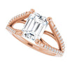 Cubic Zirconia Engagement Ring- The Addison (Customizable Cathedral-raised Emerald Cut Center with Exquisite Accented Split-band)