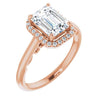 Cubic Zirconia Engagement Ring- The Honesty (Customizable Cathedral-Halo Radiant Cut Style featuring Sculptural Trellis)