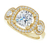 Cubic Zirconia Engagement Ring- The Carina Mixe (Customizable 3x Halo-Enhanced 3-stone Style with Cushion Cut Center and Round Cut Accents)