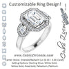 Cubic Zirconia Engagement Ring- The Carina Mixe (Customizable 3x Halo-Enhanced 3-stone Style with Emerald Cut Center and Round Cut Accents)