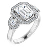 Cubic Zirconia Engagement Ring- The Carina Mixe (Customizable 3x Halo-Enhanced 3-stone Style with Emerald Cut Center and Round Cut Accents)