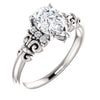 10K White Gold Customizable 7-stone Pear Cut Design with Vertical Round-Channel Accents