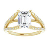 Cubic Zirconia Engagement Ring- The Addison (Customizable Cathedral-raised Emerald Cut Center with Exquisite Accented Split-band)