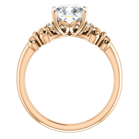 10K Rose Gold Customizable 7-stone Cushion Cut Design with Vertical Round-Channel Accents