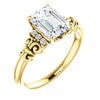 Cubic Zirconia Engagement Ring- The Lark (Customizable 7-stone Emerald Cut Design with Vertical Round-Channel Accents)