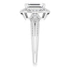 Cubic Zirconia Engagement Ring- The Ashton (Customizable Vintage Emerald Cut Design with Beaded Milgrain and Starburst Semi-Halo)