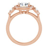 Cubic Zirconia Engagement Ring- The Carina Mixe (Customizable 3x Halo-Enhanced 3-stone Style with Cushion Cut Center and Round Cut Accents)