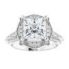 Cubic Zirconia Engagement Ring- The Ashton (Customizable Vintage Princess/Square Cut Design with Beaded Milgrain and Starburst Semi-Halo)