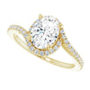 Cubic Zirconia Engagement Ring- The Essence (Customizable Artisan Oval Cut Design with Thin, Accented Bypass Band)