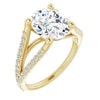 10K Yellow Gold Customizable Cathedral-raised Oval Cut Center with Exquisite Accented Split-band