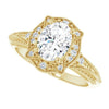 Cubic Zirconia Engagement Ring- The Ashton (Customizable Vintage Oval Cut Design with Beaded Milgrain and Starburst Semi-Halo)