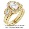 Cubic Zirconia Engagement Ring- The Carina Mixe (Customizable 3x Halo-Enhanced 3-stone Style with Oval Cut Center and Round Cut Accents)