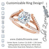 Cubic Zirconia Engagement Ring- The Addison (Customizable Cathedral-raised Cushion Cut Center with Exquisite Accented Split-band)