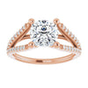 Cubic Zirconia Engagement Ring- The Addison (Customizable Cathedral-raised Cushion Cut Center with Exquisite Accented Split-band)