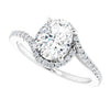 Cubic Zirconia Engagement Ring- The Essence (Customizable Artisan Oval Cut Design with Thin, Accented Bypass Band)