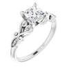 10K White Gold Customizable 7-stone Design with Princess/Square Cut Center Plus Sculptural Band and Filigree
