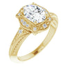 Cubic Zirconia Engagement Ring- The Ashton (Customizable Vintage Oval Cut Design with Beaded Milgrain and Starburst Semi-Halo)