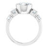 Cubic Zirconia Engagement Ring- The Astrid (Customizable Bezel-set Round Cut Design with Quad Horizontal Band Sleeves of Baguette Accents)
