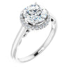 10K White Gold Customizable Cathedral-Halo Round Cut Style featuring Sculptural Trellis