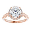 Cubic Zirconia Engagement Ring- The Honesty (Customizable Cathedral-Halo Round Cut Style featuring Sculptural Trellis)
