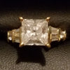 Cubic Zirconia Engagement Ring-*Clearance* The Lorraine (1.5 Carat Princess Cut with Round & Baguette Channel Accents in 10K Yellow Gold)